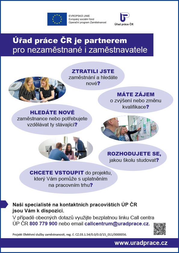 Leták - Úřad práce ČR je partnerem pro nezaměstnané i zaměstnavatele